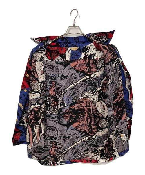 Sun Surf（サンサーフ）Sun Surf (サンサーフ) KAMEHAMEHA (カメハメハ) GAUGUIN WOODCUT MYSTIC/アロハシャツ ブルー×レッド サイズ:Lの古着・服飾アイテム