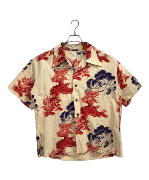 Sun Surf（サンサーフ）Sun Surf (サンサーフ) 唐獅子牡丹シャツ ベージュ サイズ:XLの古着・服飾アイテム