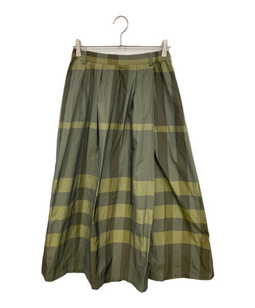 BEARDSLEY（ビアズリー）BEARDSLEY (ビアズリー) ビッグチェック タフタロングスカート グリーン サイズ:Fの古着・服飾アイテム