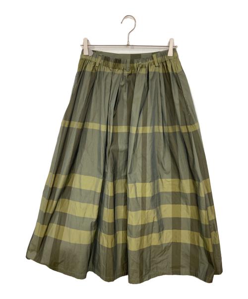 BEARDSLEY（ビアズリー）BEARDSLEY (ビアズリー) ビッグチェック タフタロングスカート グリーン サイズ:Fの古着・服飾アイテム