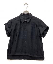 Spick and Span（スピック＆スパン）の古着「ソフトローンギャザー半袖シャツ」｜ブラック