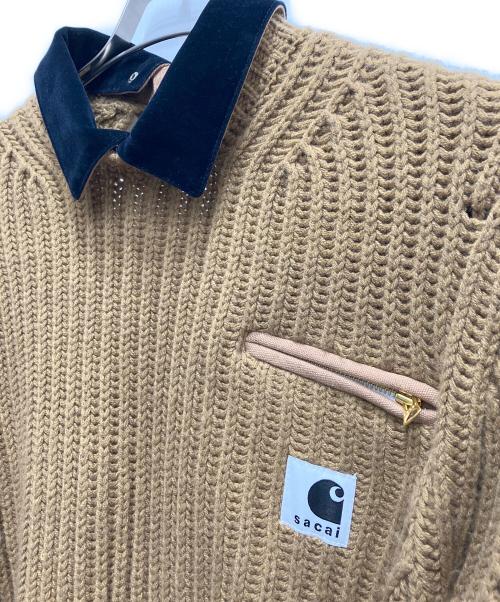 sacai（サカイ）sacai (サカイ) CarHartt (カーハート) Knit Pullover Detroit ベージュ サイズ:1の古着・服飾アイテム
