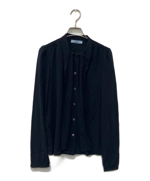 PRADA（プラダ）PRADA (プラダ) シルクボウタイブラウス ブラック サイズ:36の古着・服飾アイテム