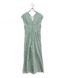 ne quittez pas（ヌキテパ）の古着「Poplin Stripe All In One」｜グリーン