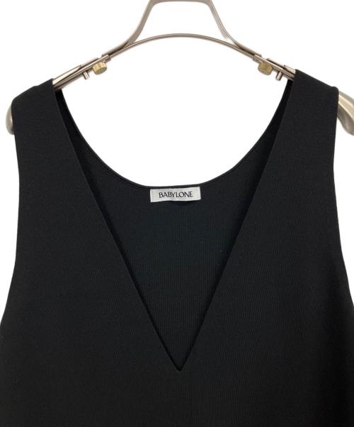 BABYLONE（バビロン）BABYLONE (バビロン) 深Vネックニットワンピース ブラック サイズ:FREEの古着・服飾アイテム