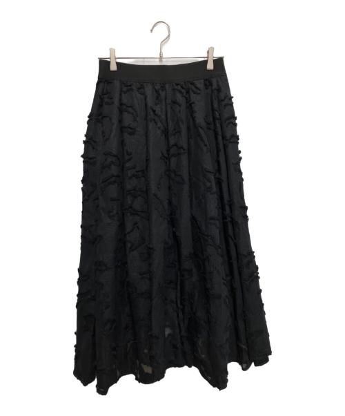 ADORE（アドーア）ADORE (アドーア) フリンジカットジャガードタックフレアースカート ブラック サイズ:38の古着・服飾アイテム