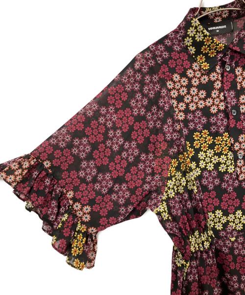DSQUARED2（ディースクエアード）DSQUARED2 (ディースクエアード) フローラルシフォンワンピース ブラック サイズ:38の古着・服飾アイテム