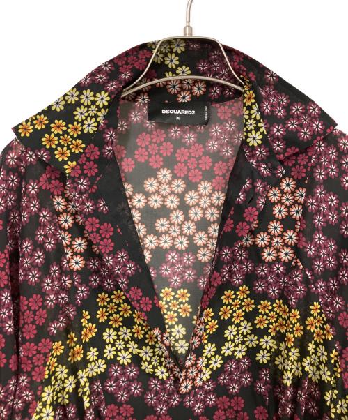 DSQUARED2（ディースクエアード）DSQUARED2 (ディースクエアード) フローラルシフォンワンピース ブラック サイズ:38の古着・服飾アイテム