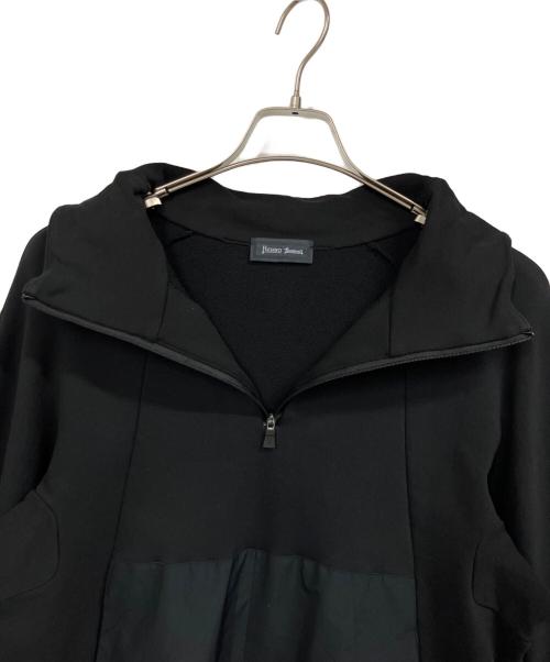 HERNO（ヘルノ）HERNO (ヘルノ) マーセライズドコットンスウェットハーフジップフーディー ブラック サイズ:44の古着・服飾アイテム