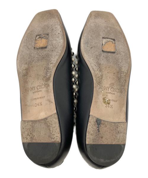 JIMMY CHOO（ジミーチュウ）JIMMY CHOO (ジミーチュウ) MIRELE スタッズパールフラットパンプス ブラック サイズ:22.5の古着・服飾アイテム