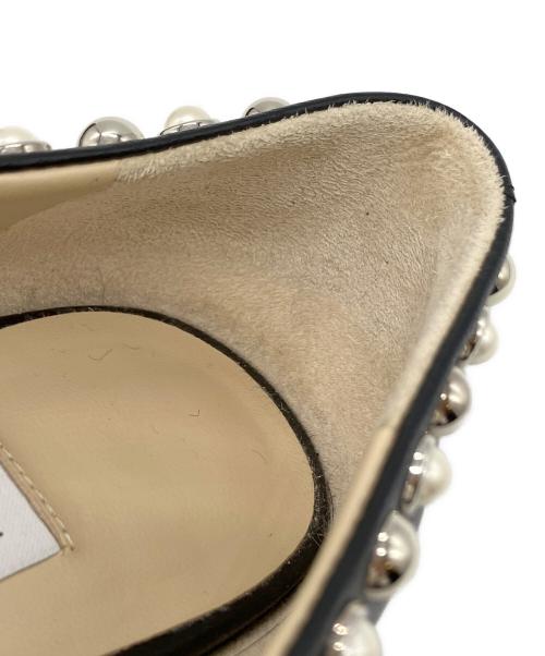 JIMMY CHOO（ジミーチュウ）JIMMY CHOO (ジミーチュウ) MIRELE スタッズパールフラットパンプス ブラック サイズ:22.5の古着・服飾アイテム