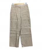 theoryセオリー）の古着「Linear Check Straight Trouser」｜ベージュ