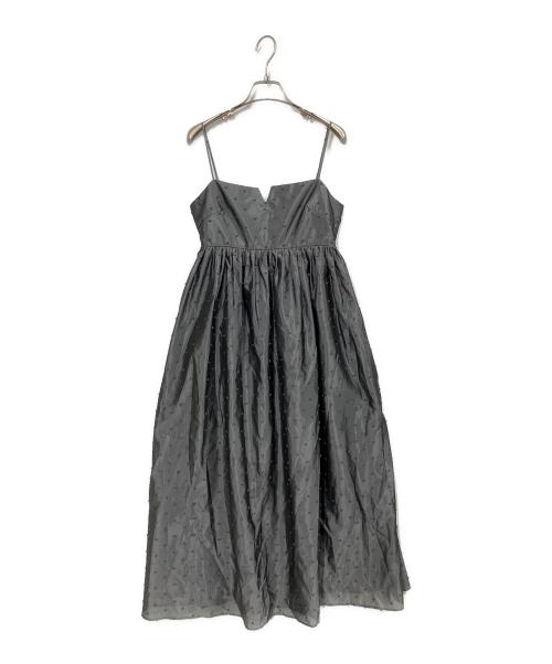 LE CIEL BLEU（ルシェルブルー）LE CIEL BLEU (ルシェルブルー) Ribbon Jacquard Cami Dres / キャミソールワンピース グレー サイズ:36の古着・服飾アイテム