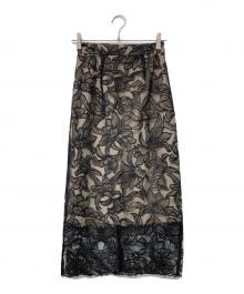 FRAY ID（フレイ アイディー）の古着「22SS チュールフラワータイトスカート」｜ブラック