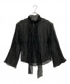 LE CIEL BLEUルシェルブルー）の古着「Crinkle Organza Bow Tie Blouse」｜ブラック