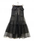 MAISON SPECIALメゾンスペシャル）の古着「Tulle Tiered Belt Skirt」｜ブラック