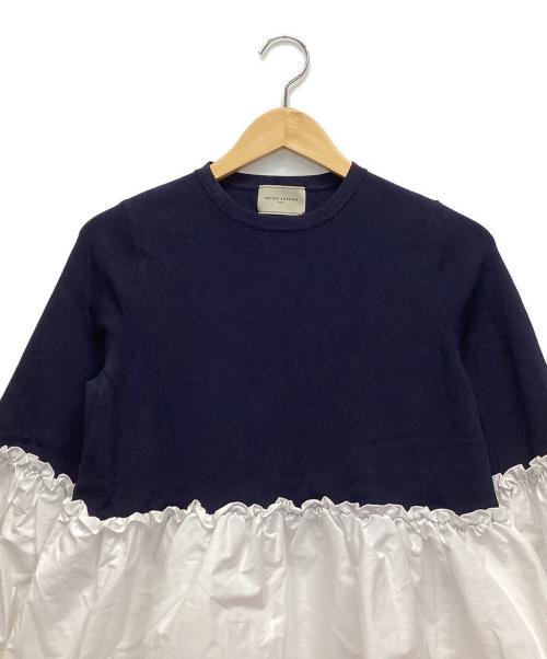 UNITED ARROWS（ユナイテッドアローズ）UNITED ARROWS (ユナイテッドアローズ) LUXURY フリル コンビ ニット ネイビー×ホワイト サイズ:表記なしの古着・服飾アイテム