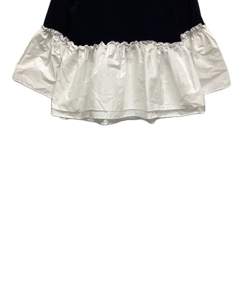 UNITED ARROWS（ユナイテッドアローズ）UNITED ARROWS (ユナイテッドアローズ) LUXURY フリル コンビ ニット ネイビー×ホワイト サイズ:表記なしの古着・服飾アイテム