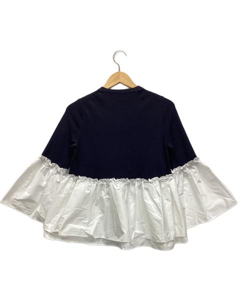 UNITED ARROWS（ユナイテッドアローズ）UNITED ARROWS (ユナイテッドアローズ) LUXURY フリル コンビ ニット ネイビー×ホワイト サイズ:表記なしの古着・服飾アイテム