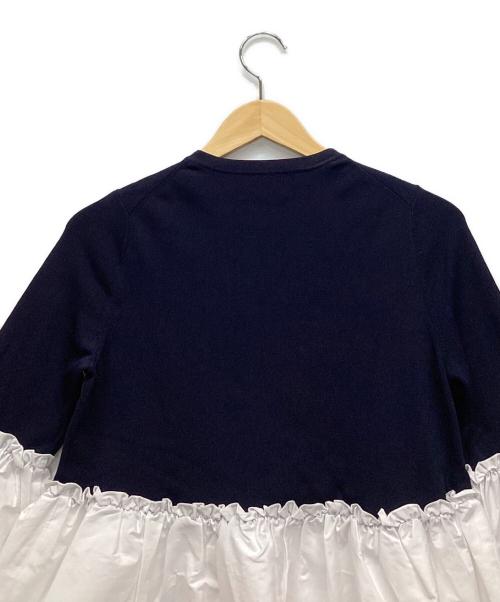 UNITED ARROWS（ユナイテッドアローズ）UNITED ARROWS (ユナイテッドアローズ) LUXURY フリル コンビ ニット ネイビー×ホワイト サイズ:表記なしの古着・服飾アイテム