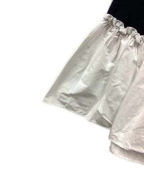 UNITED ARROWS（ユナイテッドアローズ）UNITED ARROWS (ユナイテッドアローズ) LUXURY フリル コンビ ニット ネイビー×ホワイト サイズ:表記なしの古着・服飾アイテム