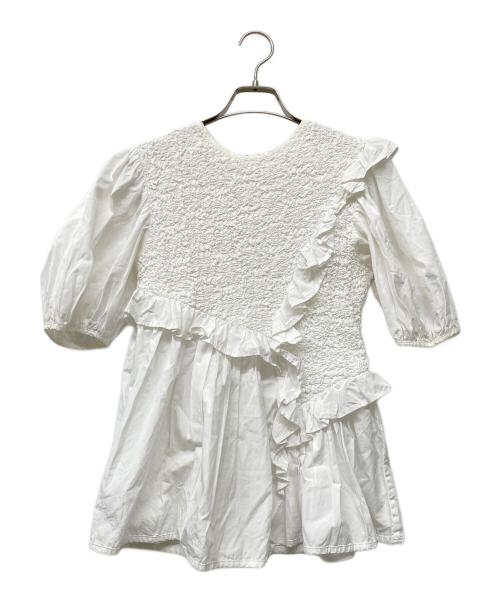 CECILIE BAHNSEN（セシリーバンセン）Cecilie Bahnsen (セシリーバンセン) Carrie top ラッフルトリム ポプリントップ ホワイト サイズ:UK6の古着・服飾アイテム