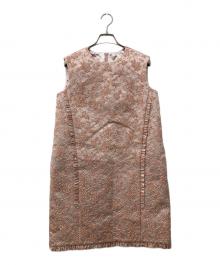 Loulou Willoughby（ルルウィルビー）の古着「ラメジャガードノースリワンピース」｜ピンク