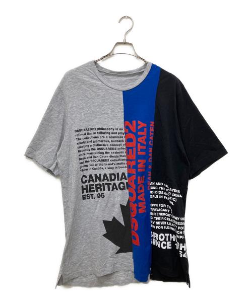 DSQUARED2（ディースクエアード）DSQUARED2 (ディースクエアード) 再構築Tシャツ グレー×ブルー サイズ:Mの古着・服飾アイテム