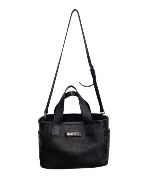 MIU MIU（ミュウミュウ）MIU MIU (ミュウミュウ) マドラスソフト2WAYハンドバッグ ブラックの古着・服飾アイテム