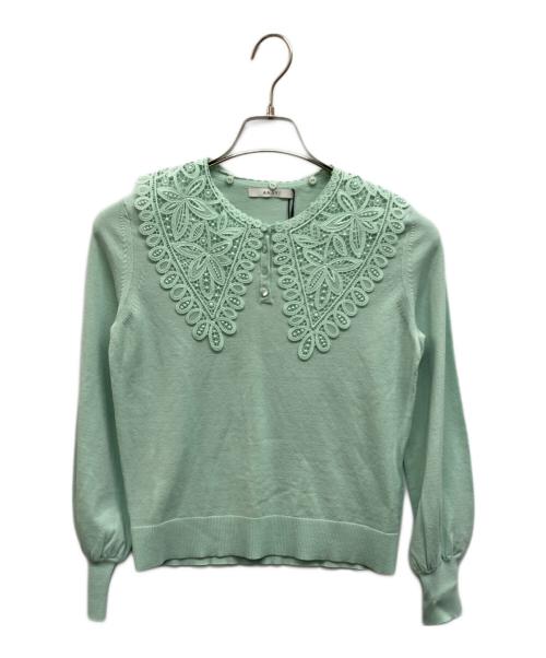 ANAYI（アナイ）ANAYI (アナイ) ビッグレースカラーパフスリーブプルオーバー ライトグリーン サイズ:38の古着・服飾アイテム