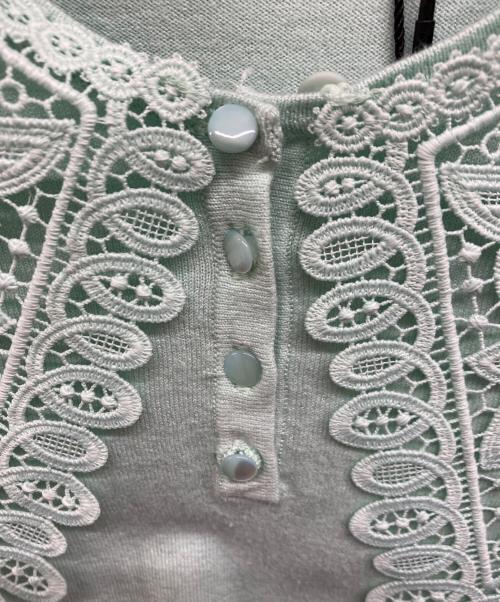 ANAYI（アナイ）ANAYI (アナイ) ビッグレースカラーパフスリーブプルオーバー ライトグリーン サイズ:38の古着・服飾アイテム