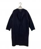 M-premierBLACKエムプルミエブラック）の古着「ラムリバーノーカラーロングコート」｜ネイビー