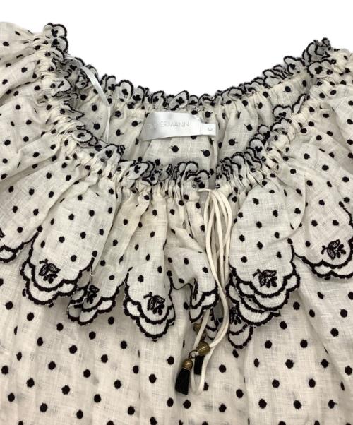ZIMMERMANN（ジマーマン）ZIMMERMANN (ジマーマン) ドットフリルワンピース ホワイト×ブラックの古着・服飾アイテム