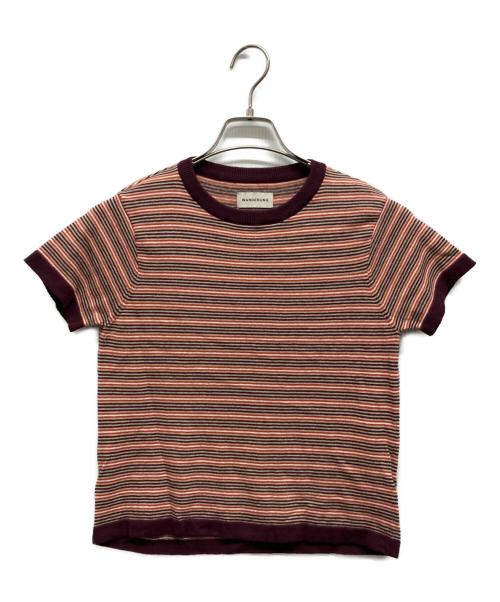 WANDERUNG（ワンデルング）WANDERUNG (ワンデルング) Cotton Cashmere Border Tee ブラウン サイズ:Sの古着・服飾アイテム
