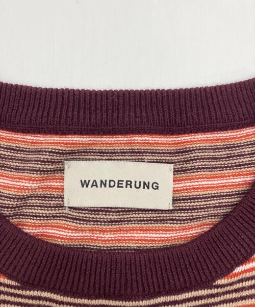 WANDERUNG（ワンデルング）WANDERUNG (ワンデルング) Cotton Cashmere Border Tee ブラウン サイズ:Sの古着・服飾アイテム