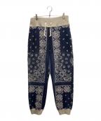 KAPITALキャピタル）の古着「裏毛 バンダナ柄 スウェットリブパンツ」｜ネイビー