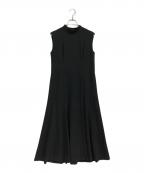 BEAUTY&YOUTHビューティーアンドユース）の古着「ダブルクロススタンドカラーノースリーブフレアドレス」｜ブラック