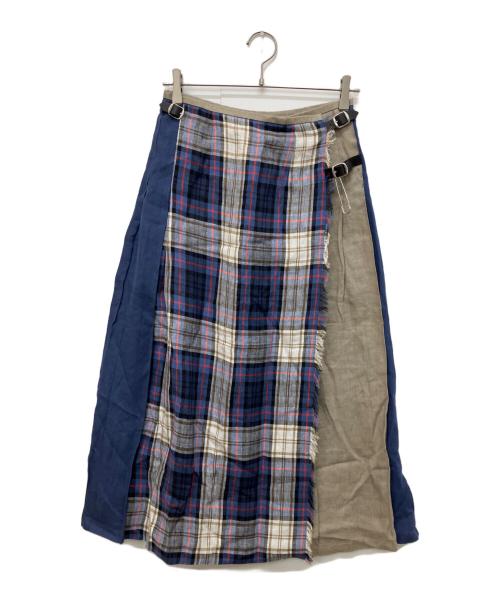 O'NEIL OF DUBLIN（オニールオブダブリン）O'NEIL OF DUBLIN (オニールオブダブリン) リネンチェックスカート ネイビー サイズ:10 未使用品の古着・服飾アイテム