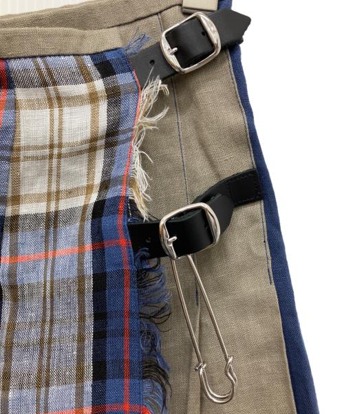 O'NEIL OF DUBLIN（オニールオブダブリン）O'NEIL OF DUBLIN (オニールオブダブリン) リネンチェックスカート ネイビー サイズ:10 未使用品の古着・服飾アイテム