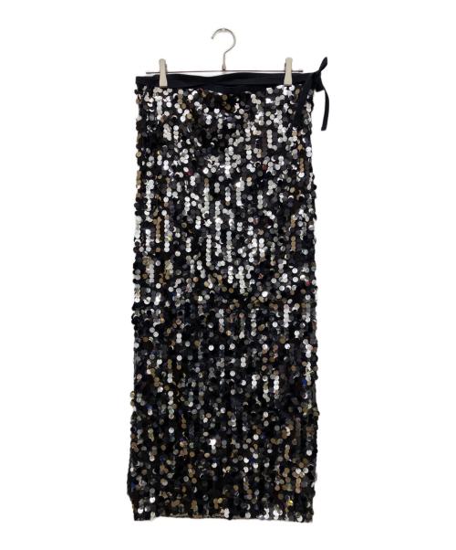 MM6 Maison Margiela（エムエムシックスメゾンマルジェラ）MM6 Maison Margiela (エムエムシックスメゾンマルジェラ) スパンコールラップスカート ブラック サイズ:Freeの古着・服飾アイテム