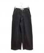 AALTOアールト）の古着「フロントプリーツデニム」｜ブラック
