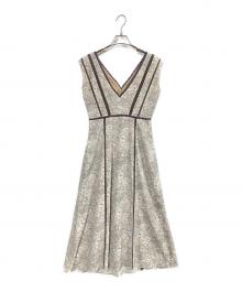 HER LIP TO（ハーリップトゥ）の古着「Lace Trimmed Floral Dress」｜ベージュ
