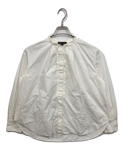 DRAWER（ドゥロワー）DRAWER (ドゥロワー) コットンフリルプリーブラウス ホワイト サイズ:36の古着・服飾アイテム