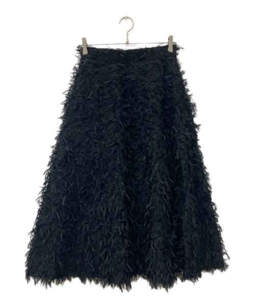 ANAYI（アナイ）ANAYI (アナイ) フェザーカットジャガードフレアスカート ブラック サイズ:38の古着・服飾アイテム