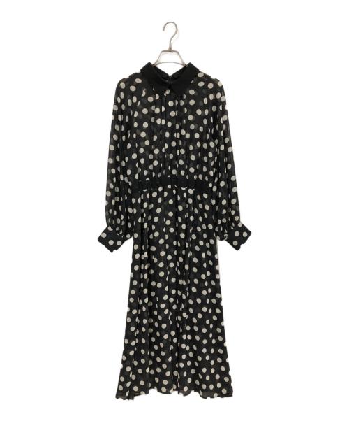 ANAYI（アナイ）ANAYI (アナイ) ポルカドットタイ衿付きワンピース ブラック サイズ:38の古着・服飾アイテム
