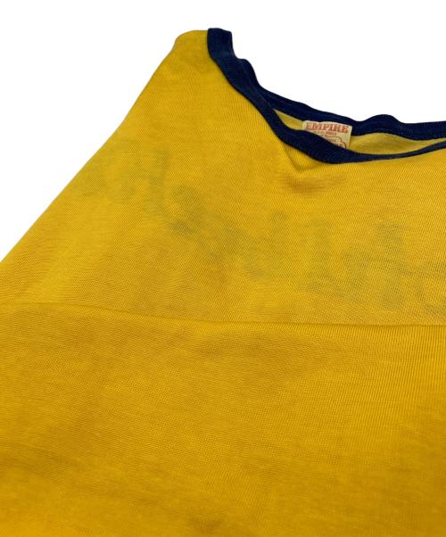 EMPIRE（エンパイア）EMPIRE (エンパイア) チェーン刺繍 ツートン半袖Tシャツ イエロー×ブルー サイズ:XLの古着・服飾アイテム