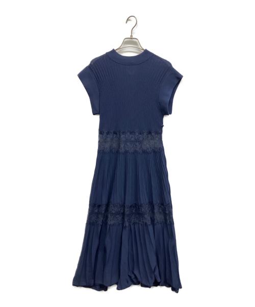 CELFORD（セルフォード）CELFORD (セルフォード) レース切替ニットワンピース ネイビー サイズ:38の古着・服飾アイテム