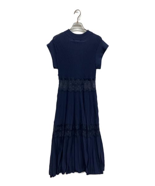 CELFORD（セルフォード）CELFORD (セルフォード) レース切替ニットワンピース ネイビー サイズ:38の古着・服飾アイテム
