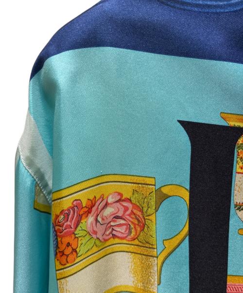 GUCCI（グッチ）GUCCI (グッチ) プリントシルクシャツ ブルー サイズ:40の古着・服飾アイテム