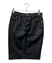 ok.soon×PICCADILLY（オクスン×ピカデリー）の古着「COATING DENIM MIDDLE SKIRT」｜ブラック